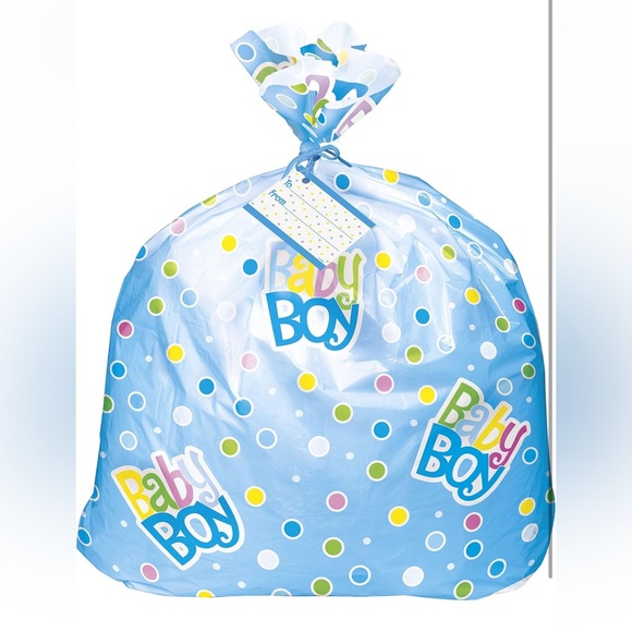 5for$10 Extra-Large Blue Polka Dots Gift Bag for Baby Shower - 44" x 36" Boy - Picture 5 of 5